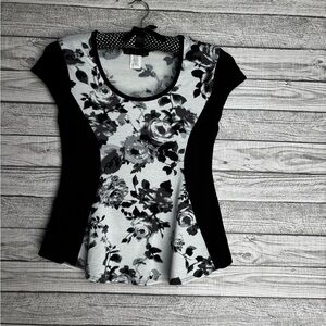 Floral Black and Gray Women's Top